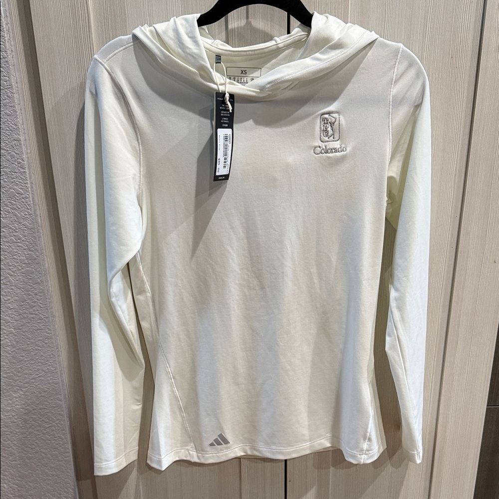 Adidas Cream Hooded Long Sleeve Top